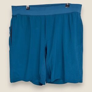 Lululemon T.H.E. Linerless 9" Athletic Shorts XL Blue Zip Pockets Running Gym